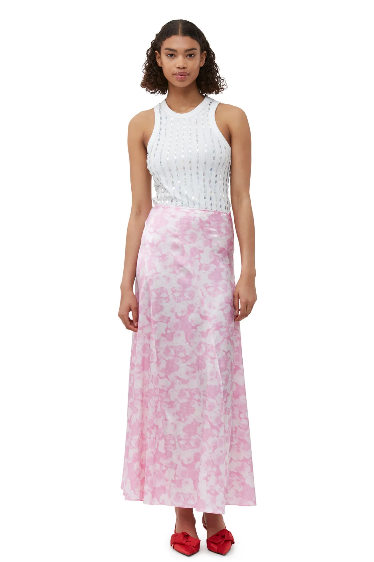 Flash Sale GANNI Silk Stretch Satin Maxi Skirt Bonbon