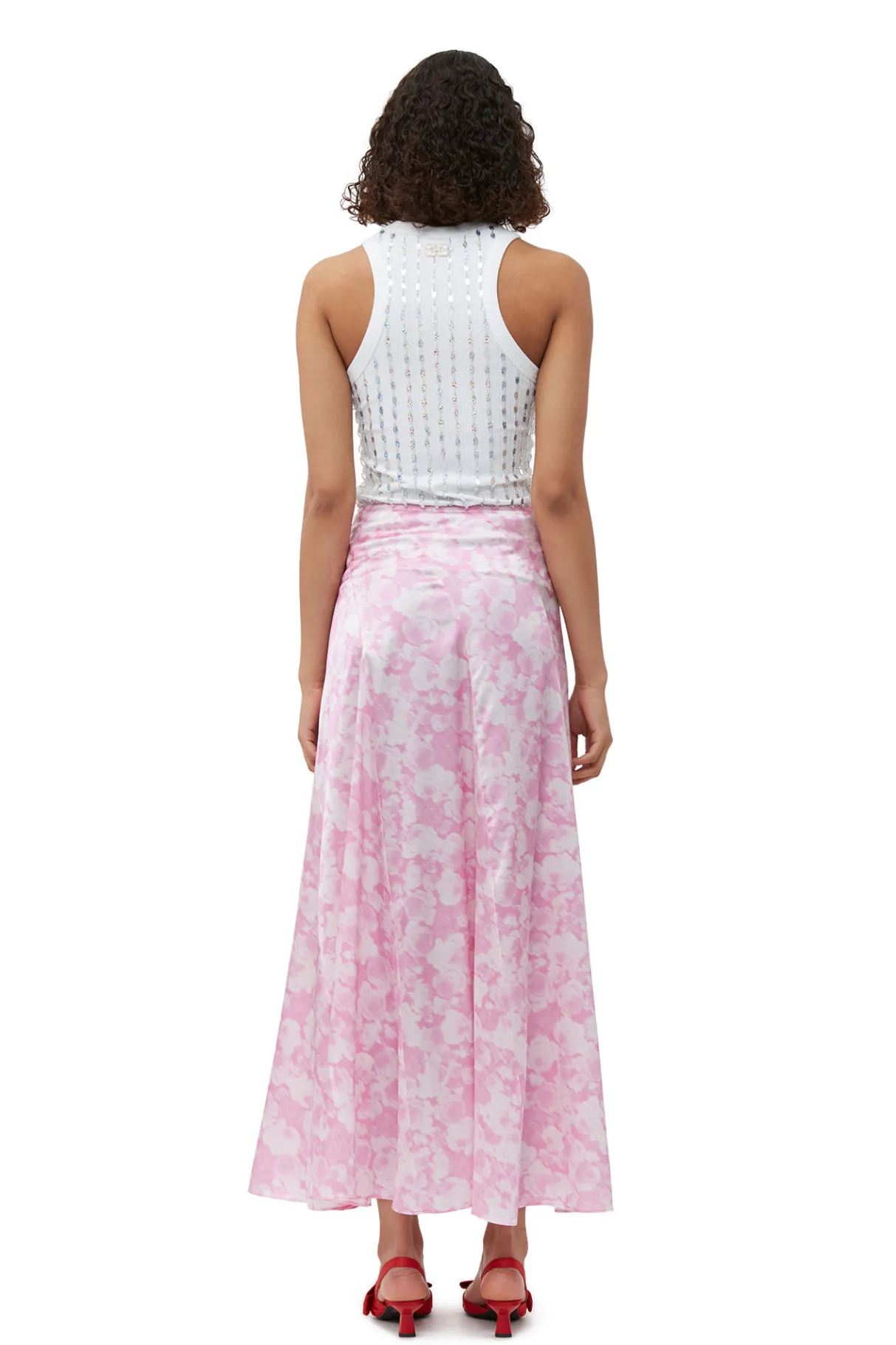 Flash Sale GANNI Silk Stretch Satin Maxi Skirt Bonbon