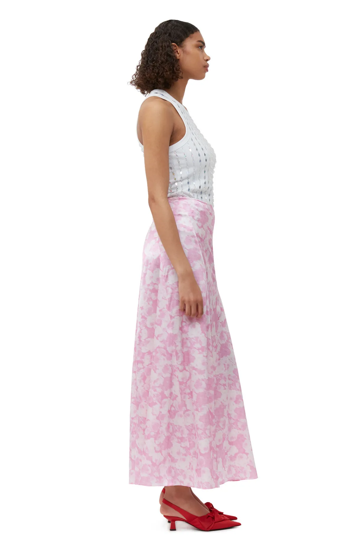 Flash Sale GANNI Silk Stretch Satin Maxi Skirt Bonbon