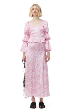Flash Sale GANNI Silk Stretch Satin Maxi Skirt Bonbon