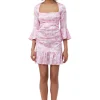 Hot GANNI Silk Stretch Satin Mini Dress Bonbon