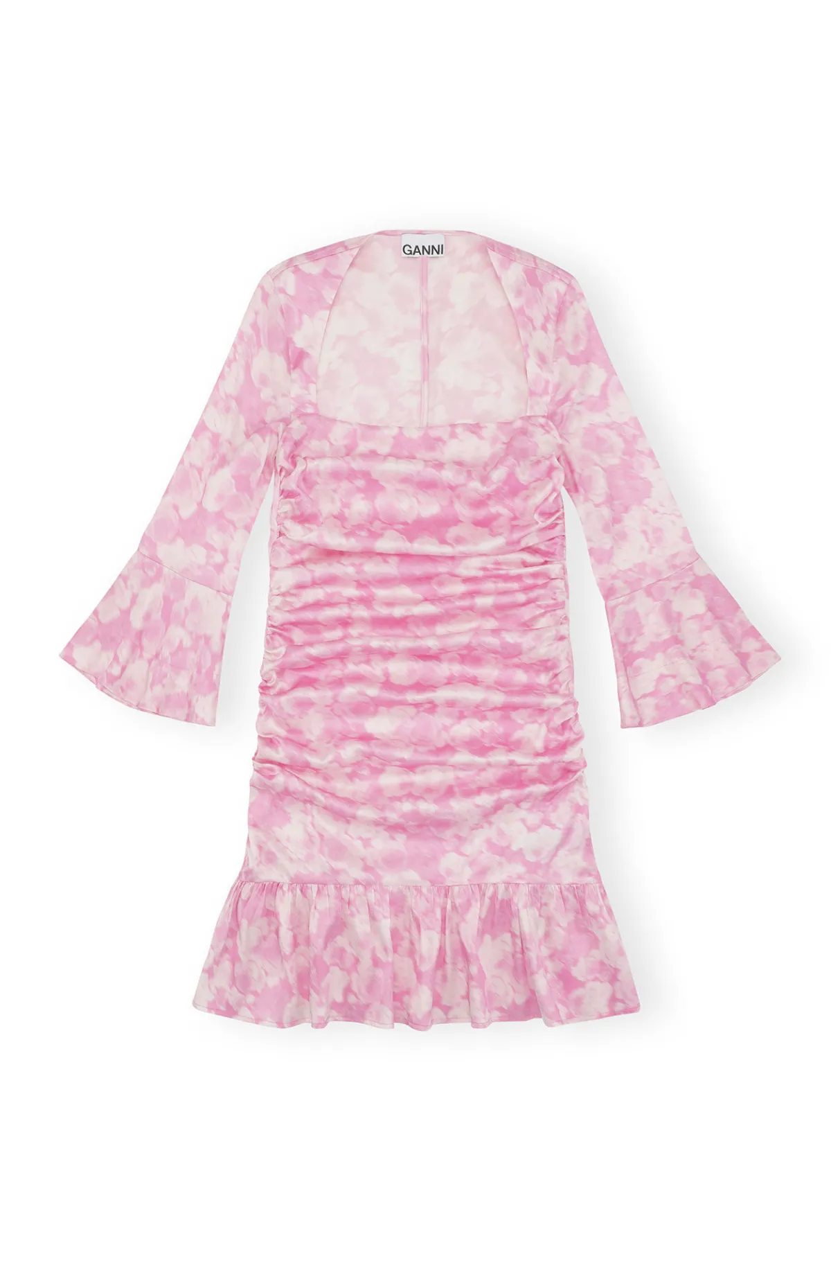 Hot GANNI Silk Stretch Satin Mini Dress Bonbon
