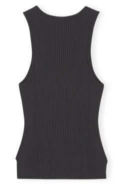 Clearance GANNI Sleeveless Melange Top Black
