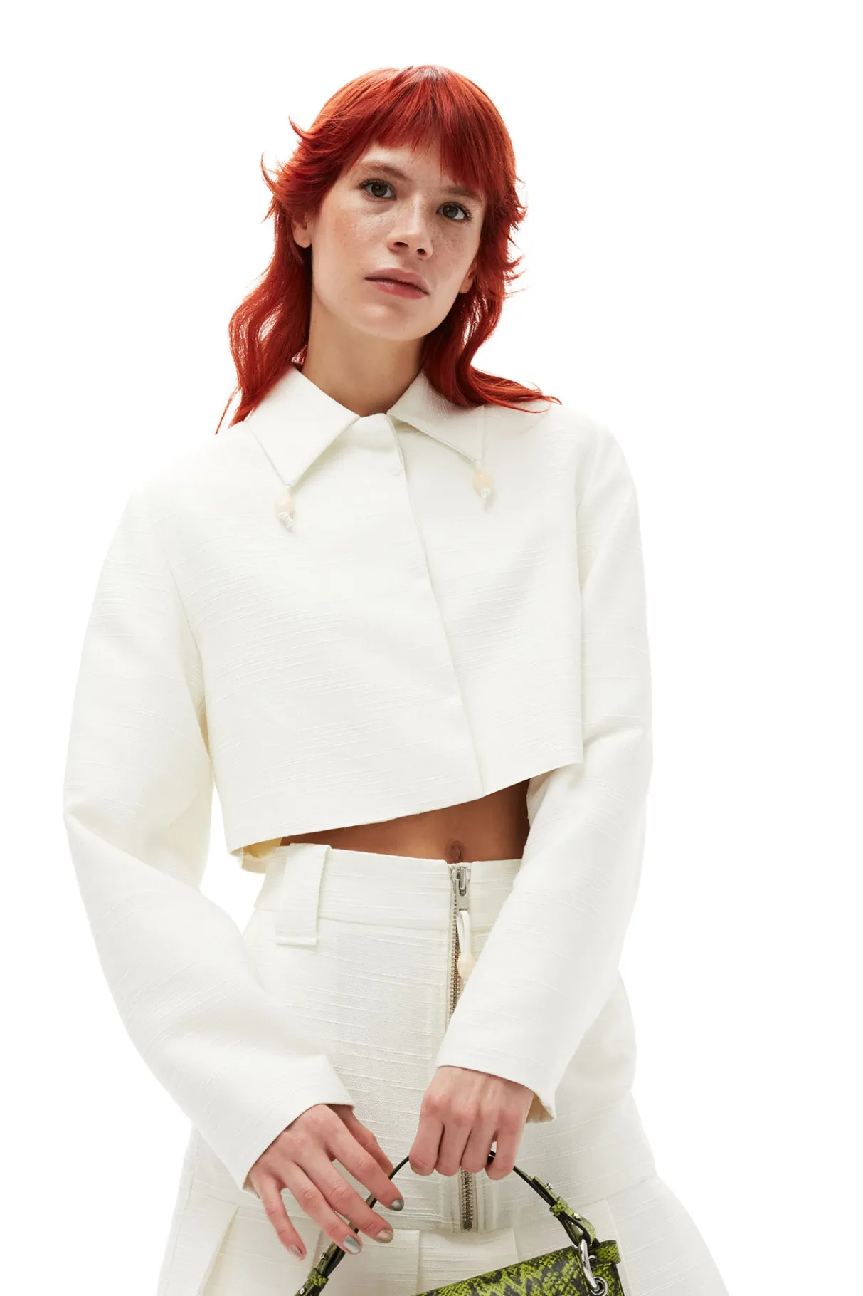 Cheap GANNI Slub Linen Mini Skirt Egret