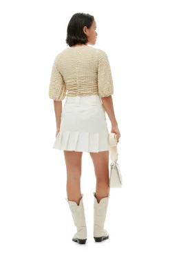 Cheap GANNI Slub Linen Mini Skirt Egret