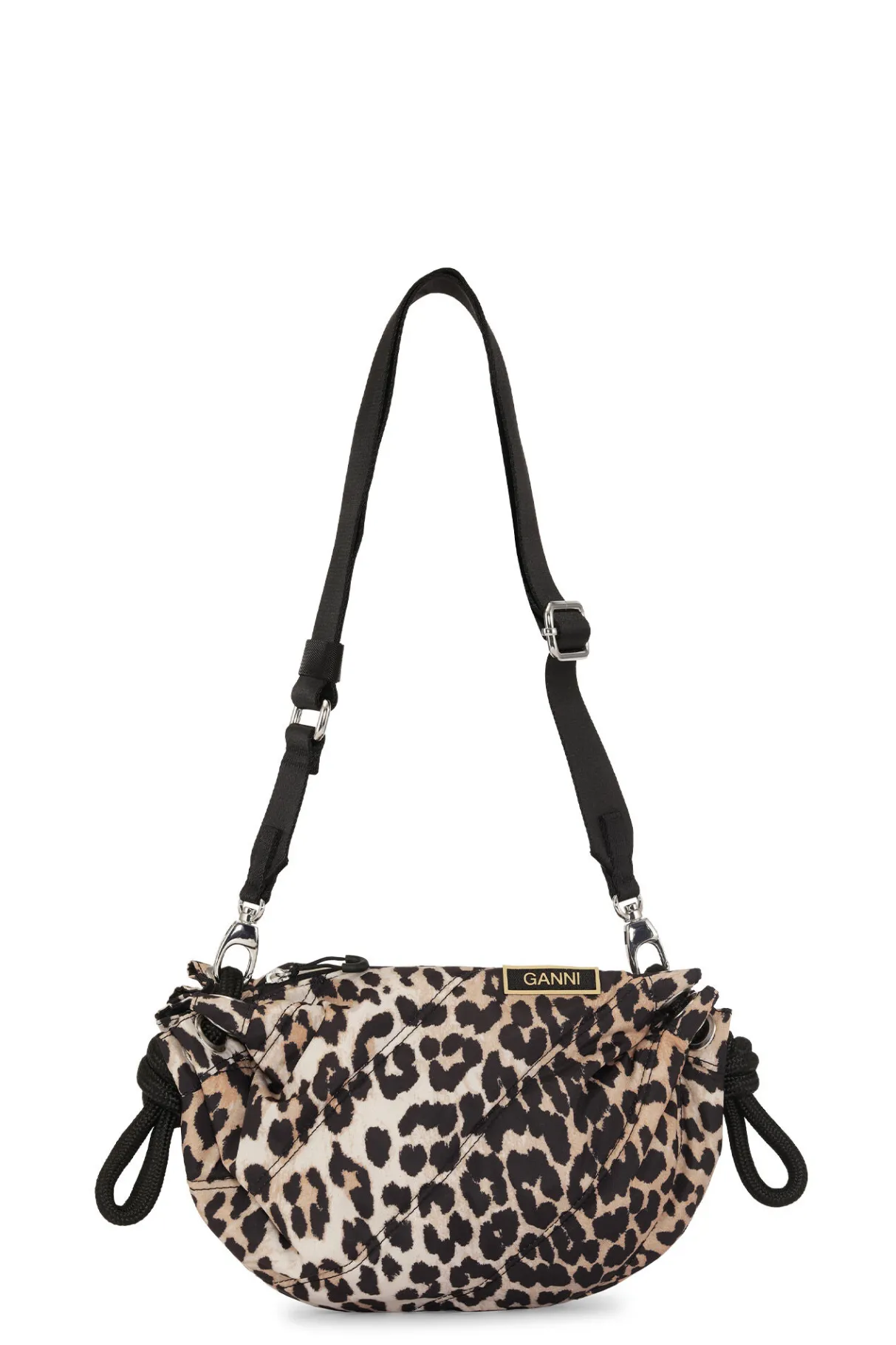 Online GANNI Small Quilted Duffle Bag Leopard
