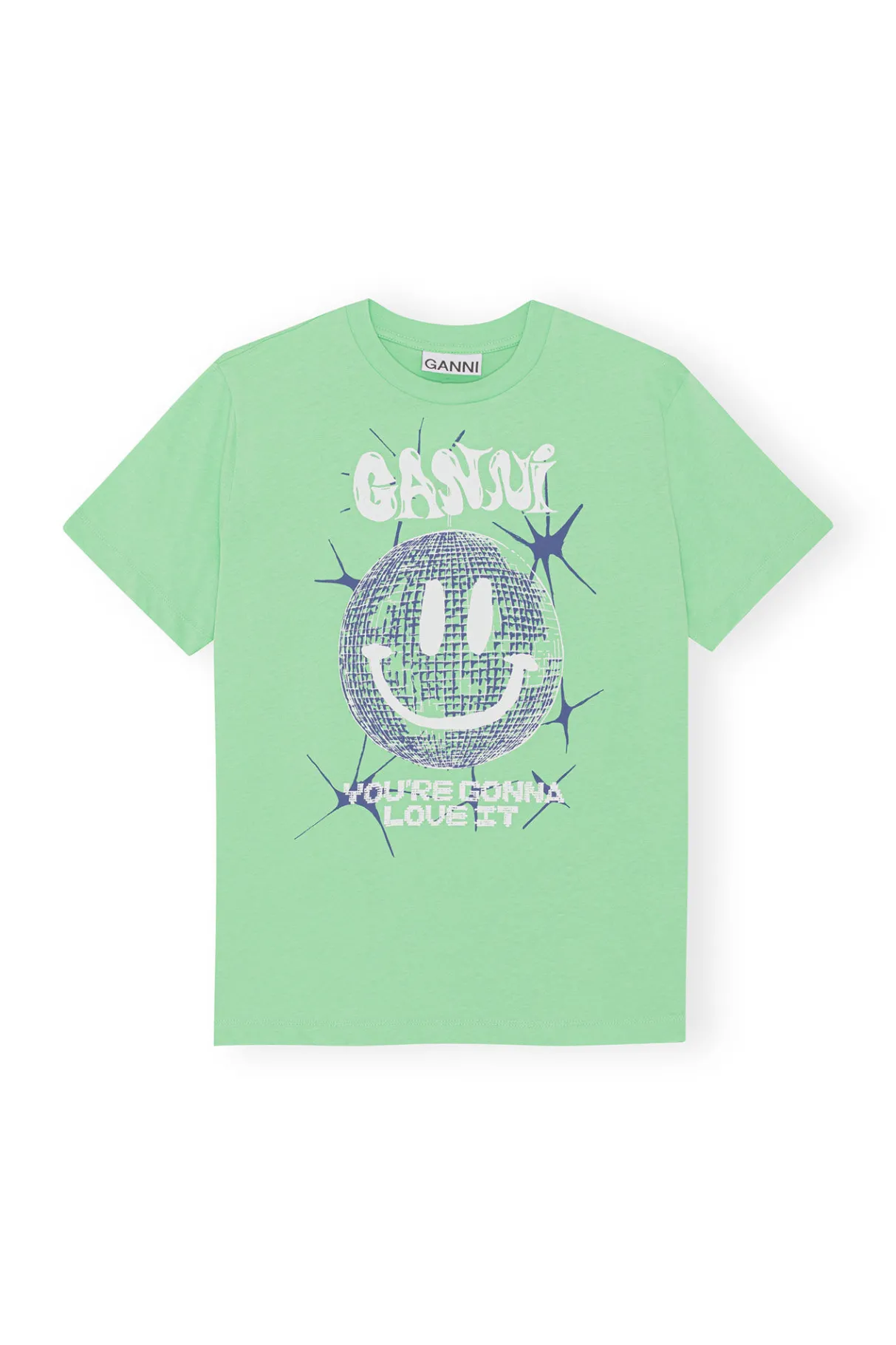 Clearance GANNI Smiley Relaxed T-Shirt Peapod