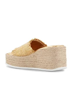 Cheap GANNI Smock Espadrille Wedge Sandals Gold