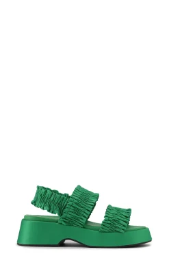 New GANNI Smock Flatform Sandals Kelly Green