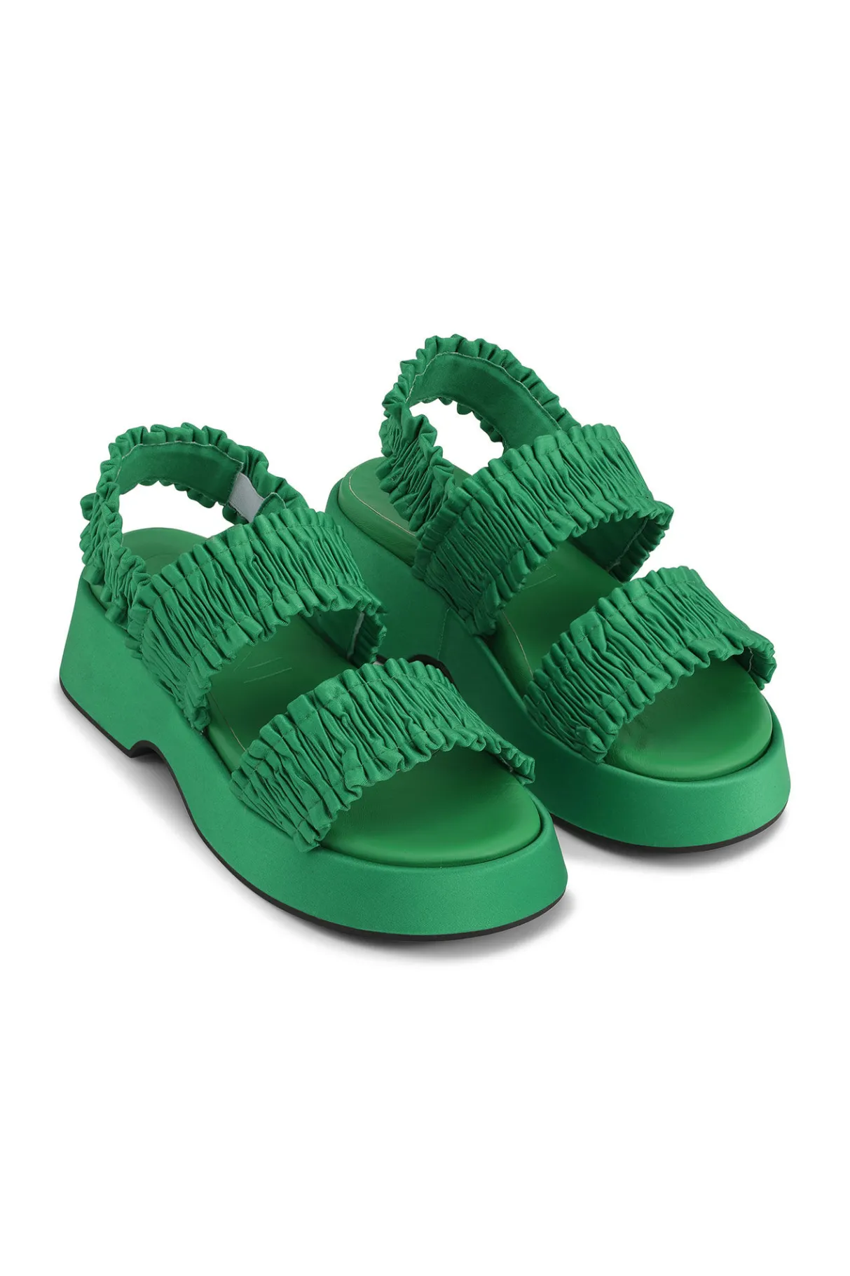 New GANNI Smock Flatform Sandals Kelly Green