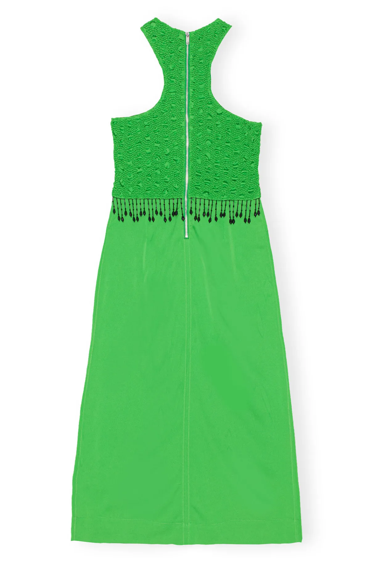 Flash Sale GANNI Smocked Satin Maxi Dress Classic Green