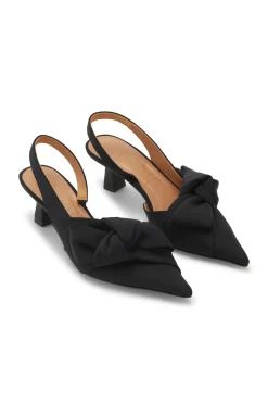 Online GANNI Soft Bow Slingback Pumps Black