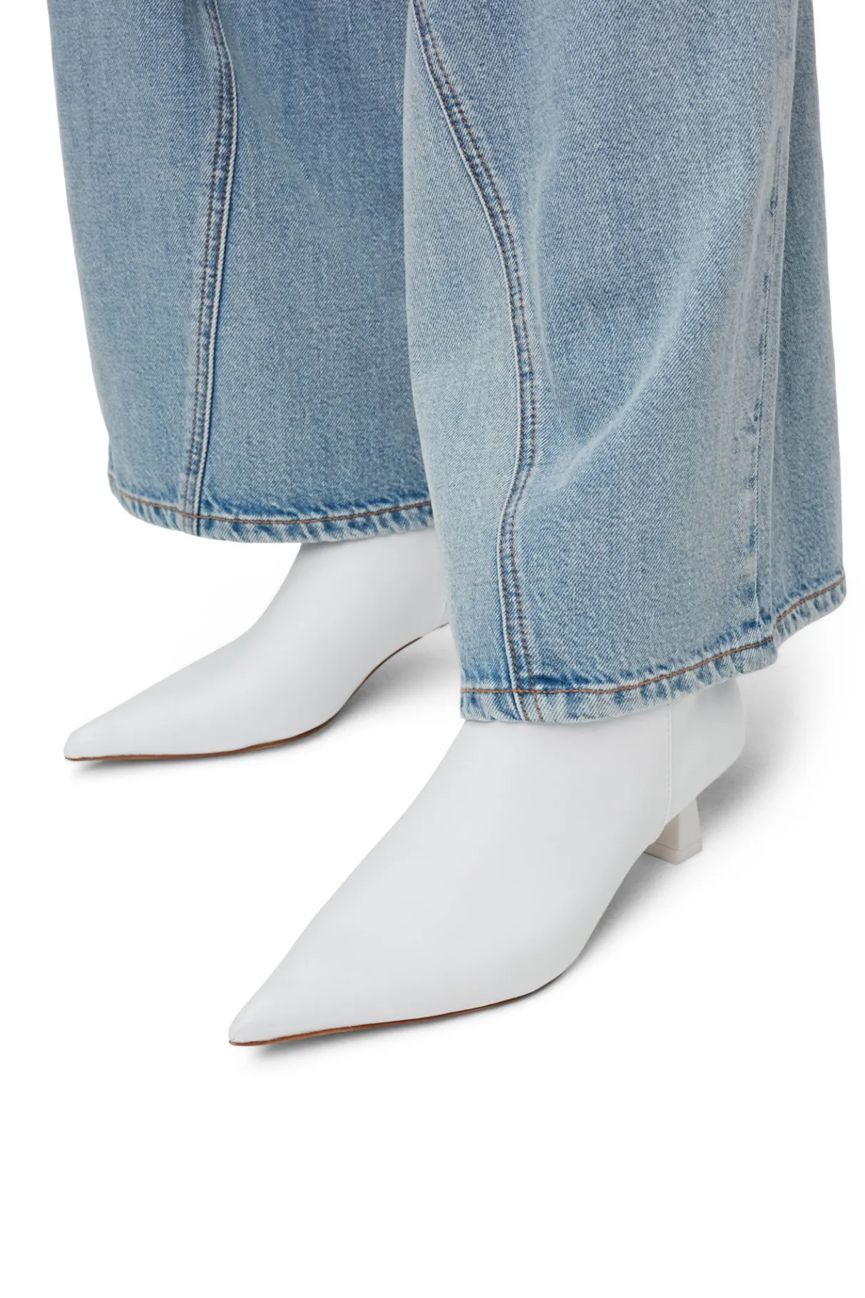 Shop GANNI Soft Pointy Crop Boots Egret