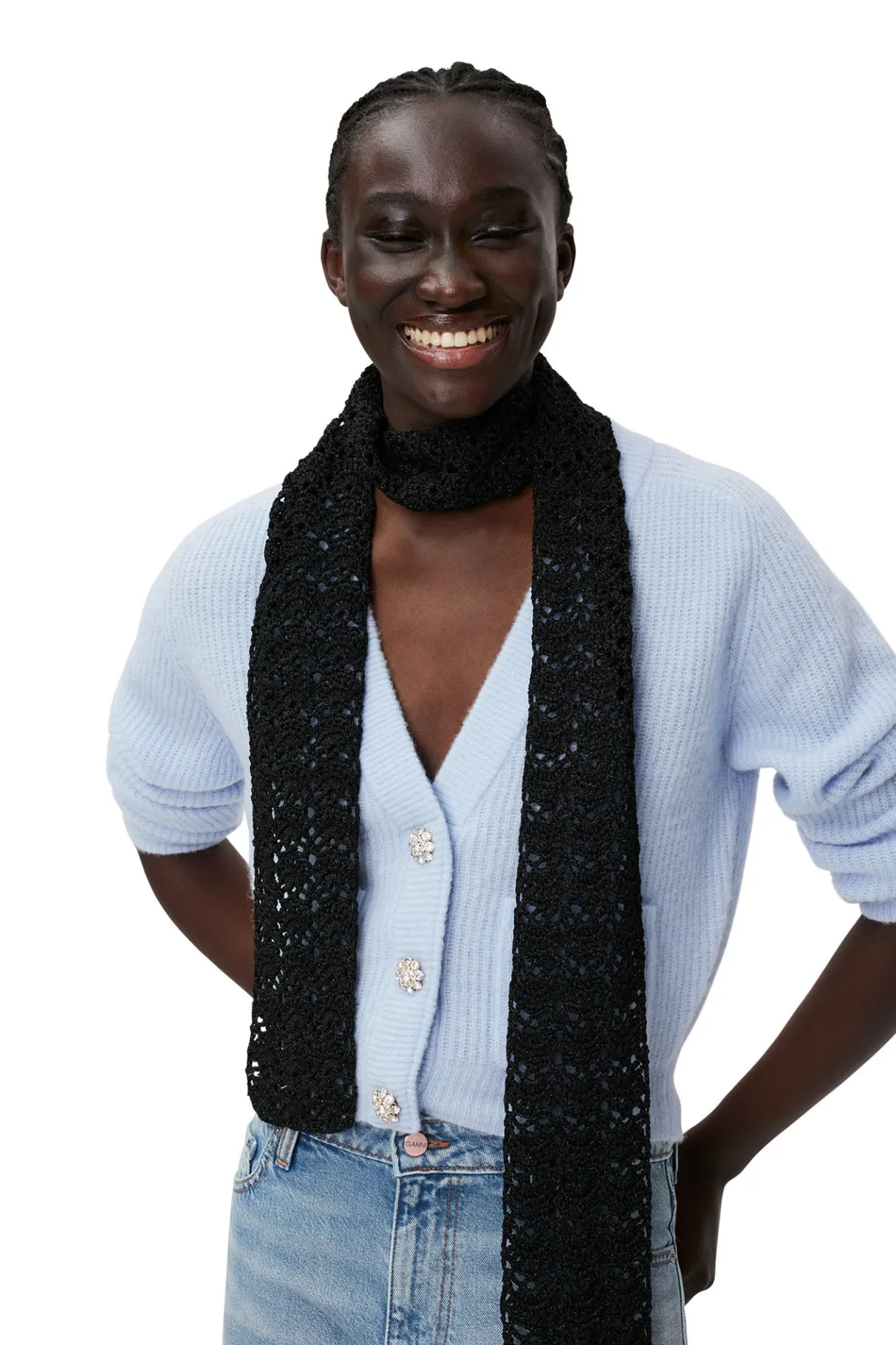Best Sale GANNI Soft Wool Cardigan Brunnera Blue