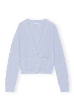 Best Sale GANNI Soft Wool Cardigan Brunnera Blue