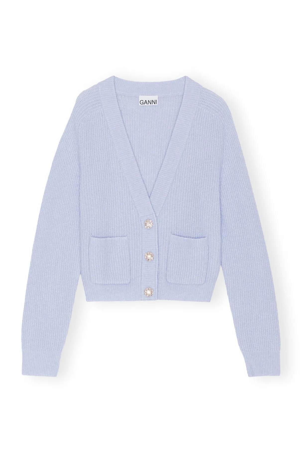 Best Sale GANNI Soft Wool Cardigan Brunnera Blue