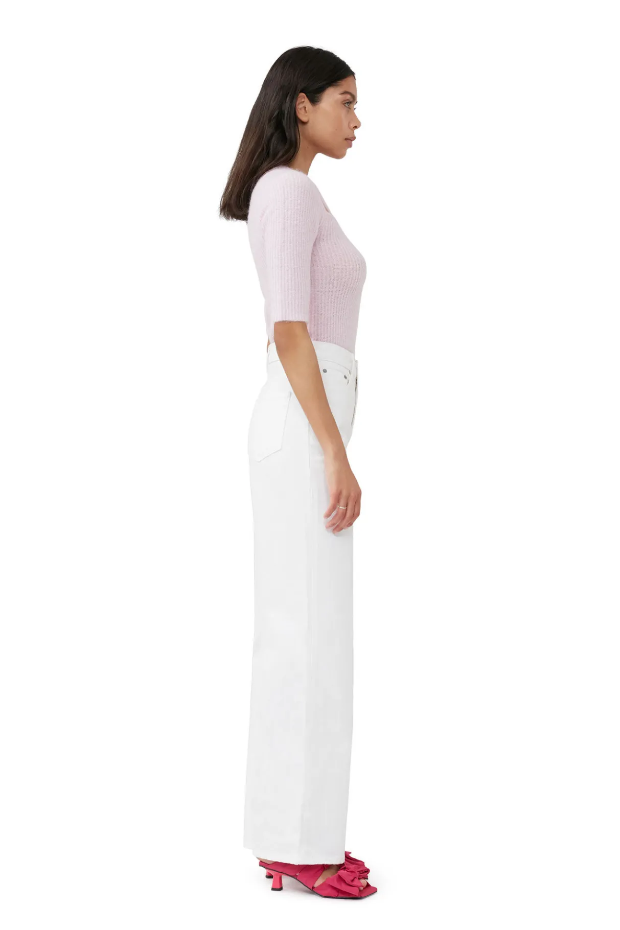 Outlet GANNI Soft Wool Cut Out Top Pink Tulle
