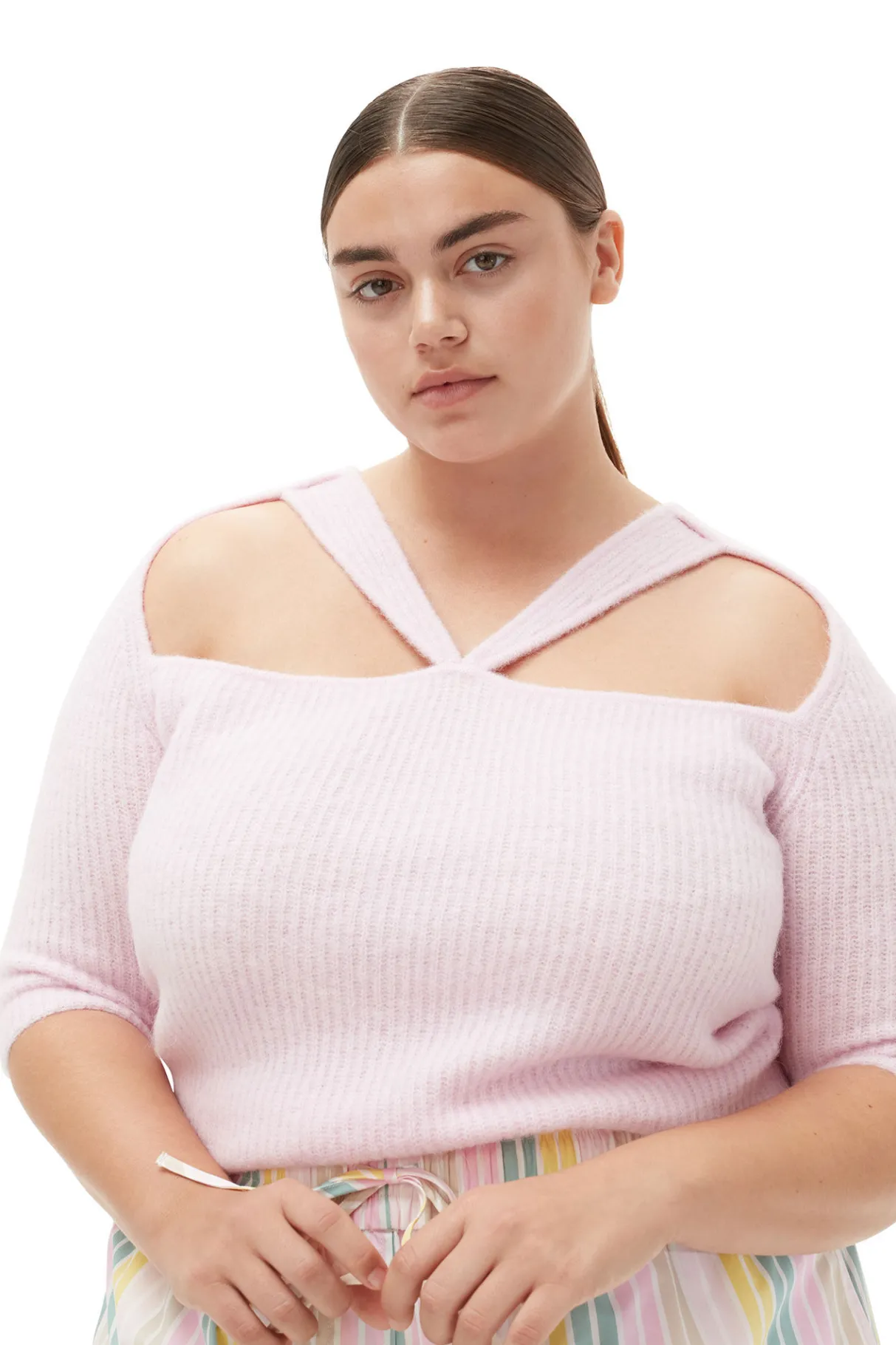 Outlet GANNI Soft Wool Cut Out Top Pink Tulle