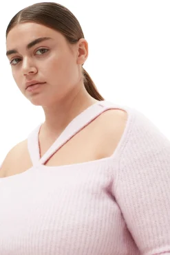 Outlet GANNI Soft Wool Cut Out Top Pink Tulle