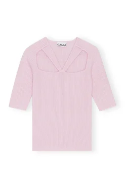 Outlet GANNI Soft Wool Cut Out Top Pink Tulle