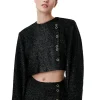 Discount GANNI Sparkle Cropped Blazer Black