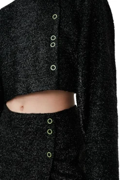 Discount GANNI Sparkle Cropped Blazer Black