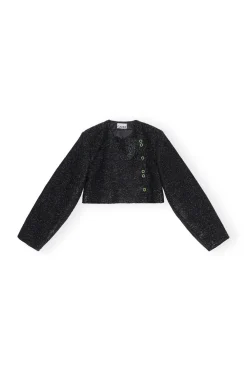 Discount GANNI Sparkle Cropped Blazer Black