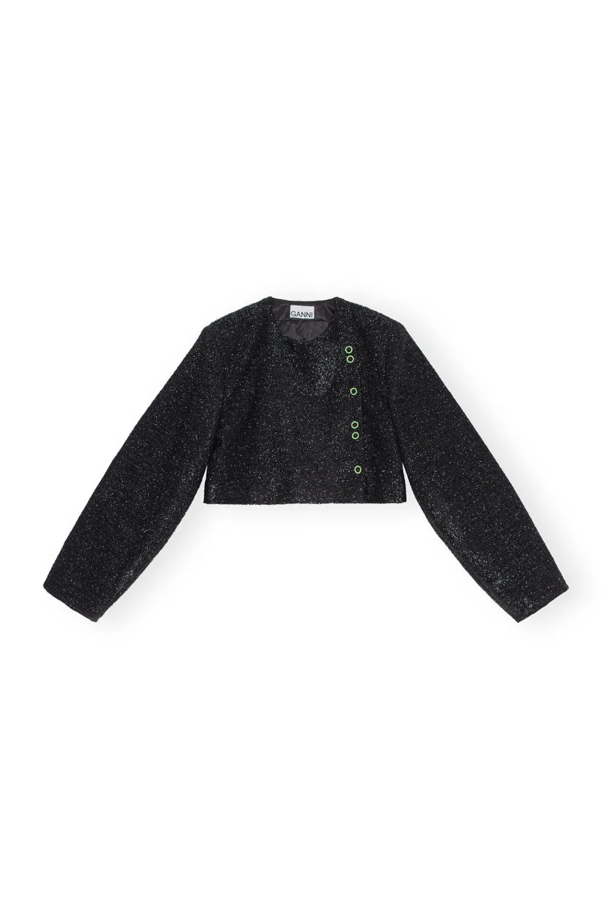 Discount GANNI Sparkle Cropped Blazer Black