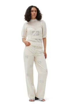 Outlet GANNI Sparkle Denim Top Vanilla Ice