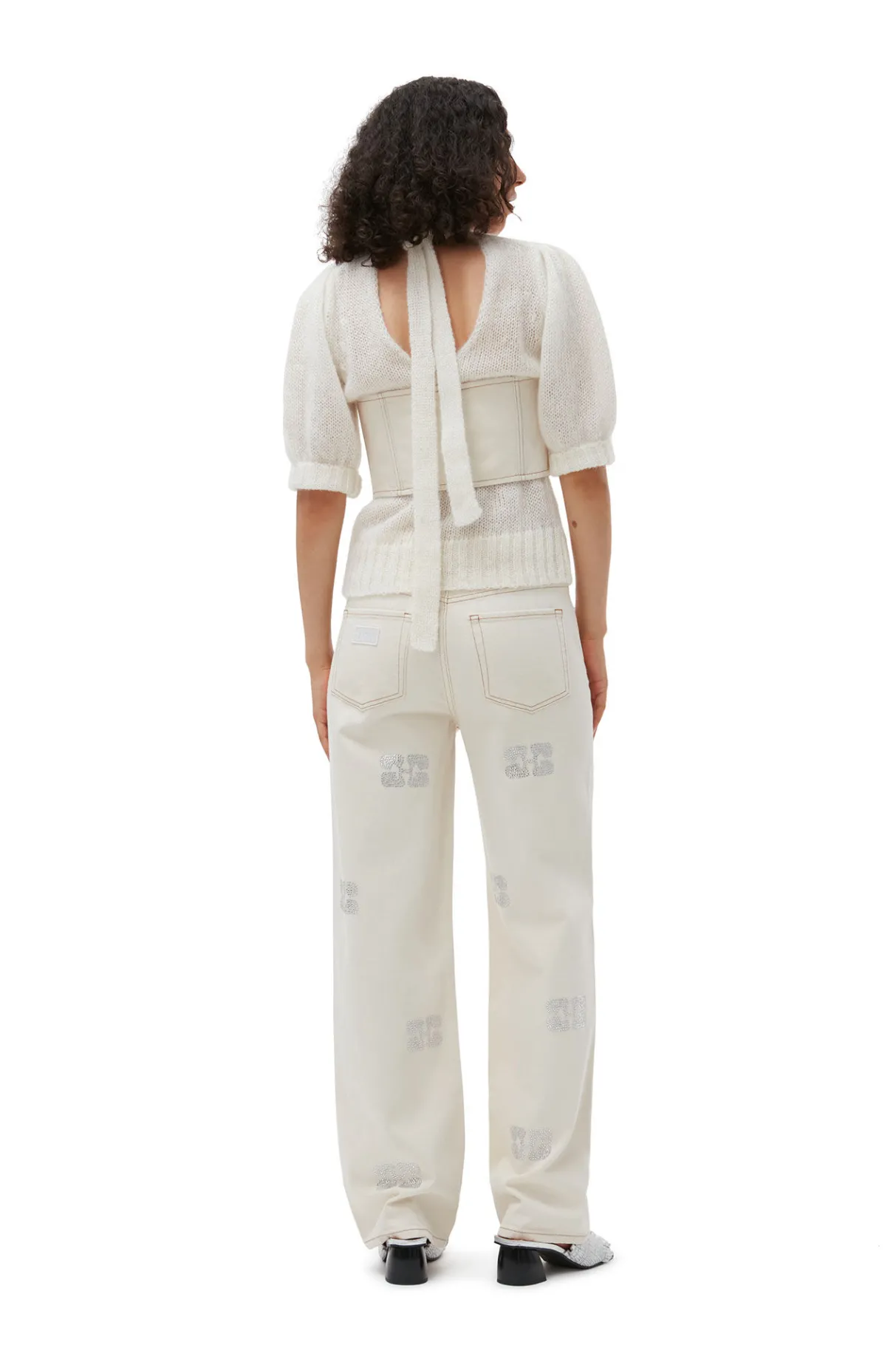 Online GANNI Sparkle Izey Jeans Vanilla Ice