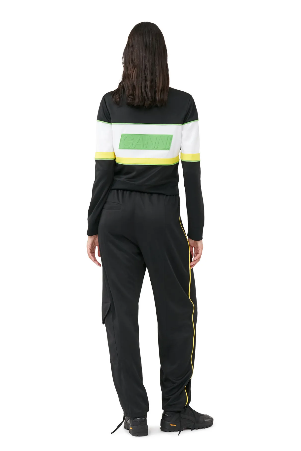 New GANNI Sporty Jersey Tracksuit Jacket Black