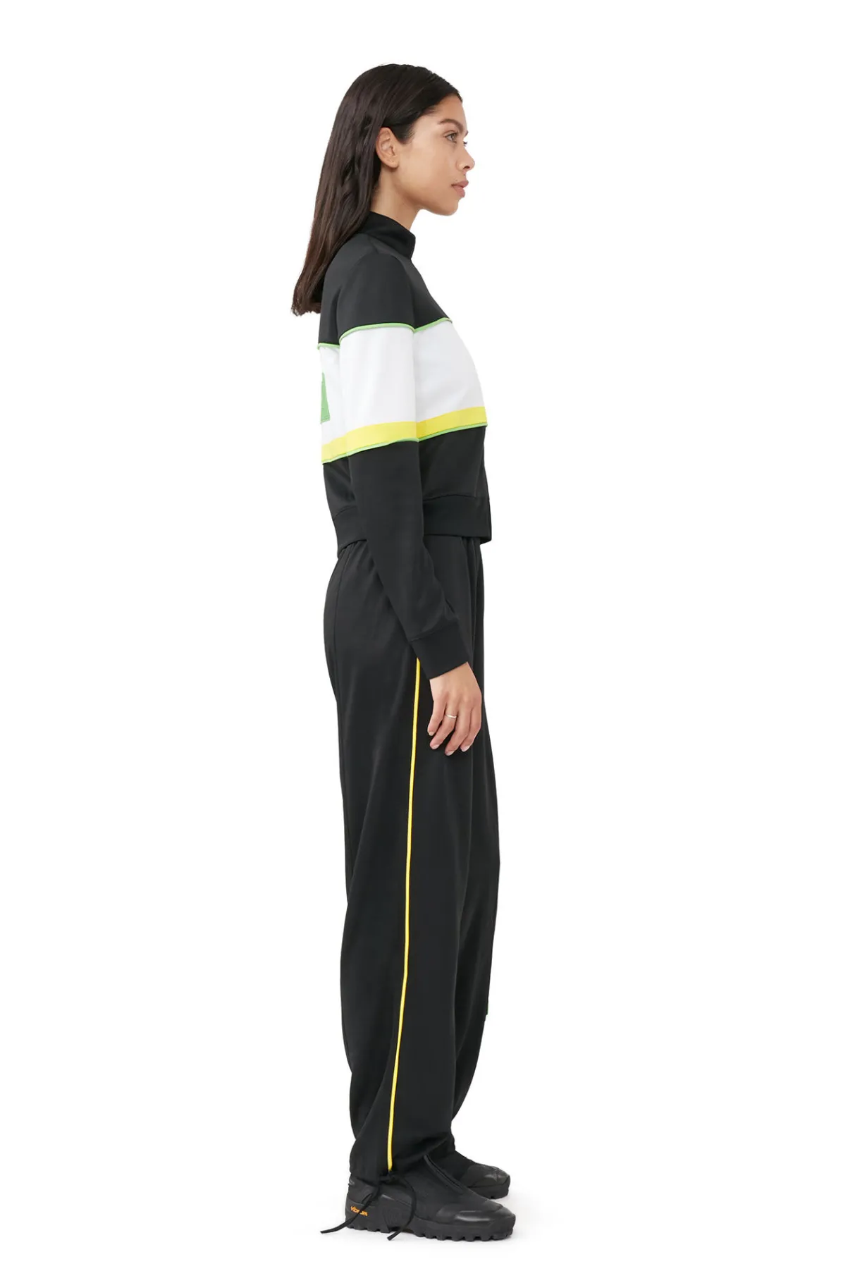 New GANNI Sporty Jersey Tracksuit Jacket Black
