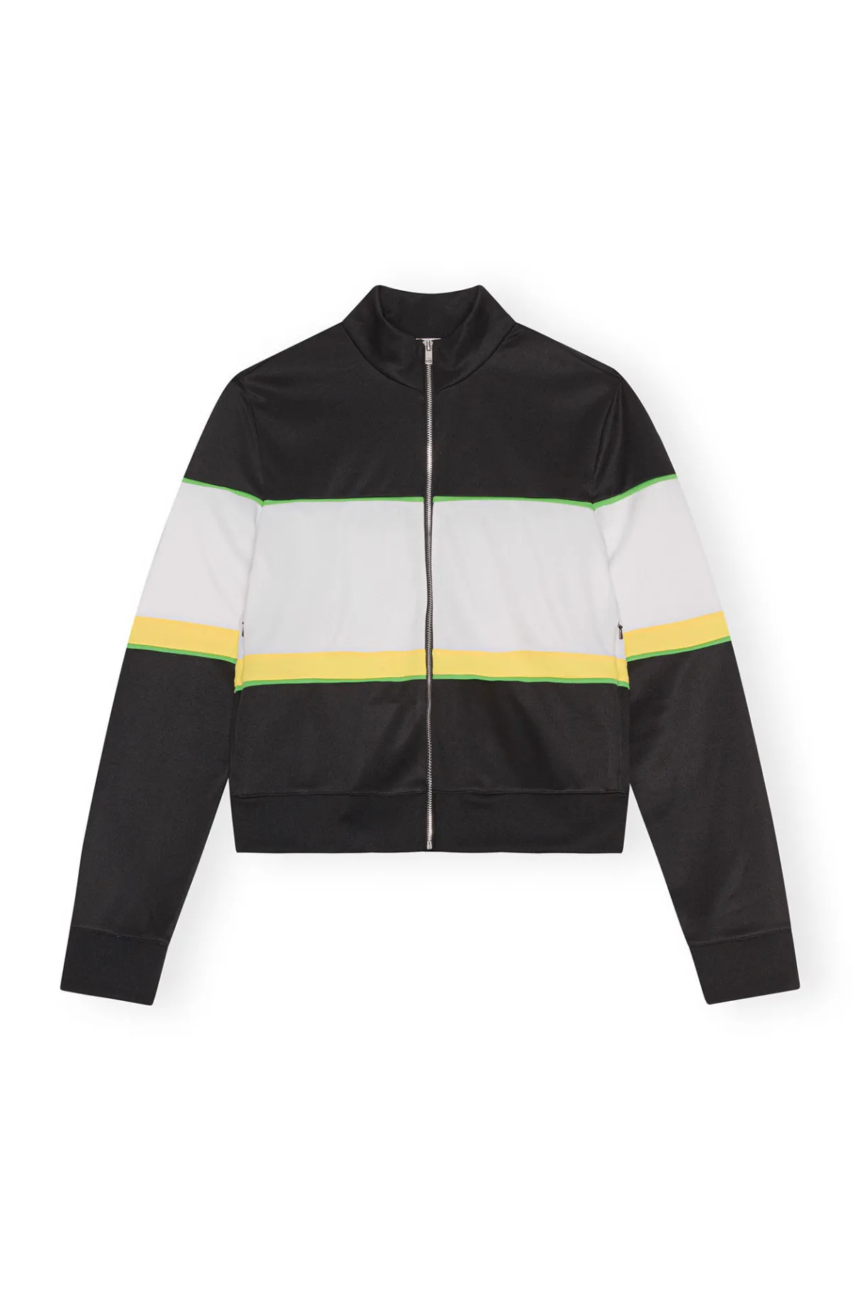 New GANNI Sporty Jersey Tracksuit Jacket Black