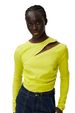 Fashion GANNI Stretch Cotton Blouse Sulphur Spring