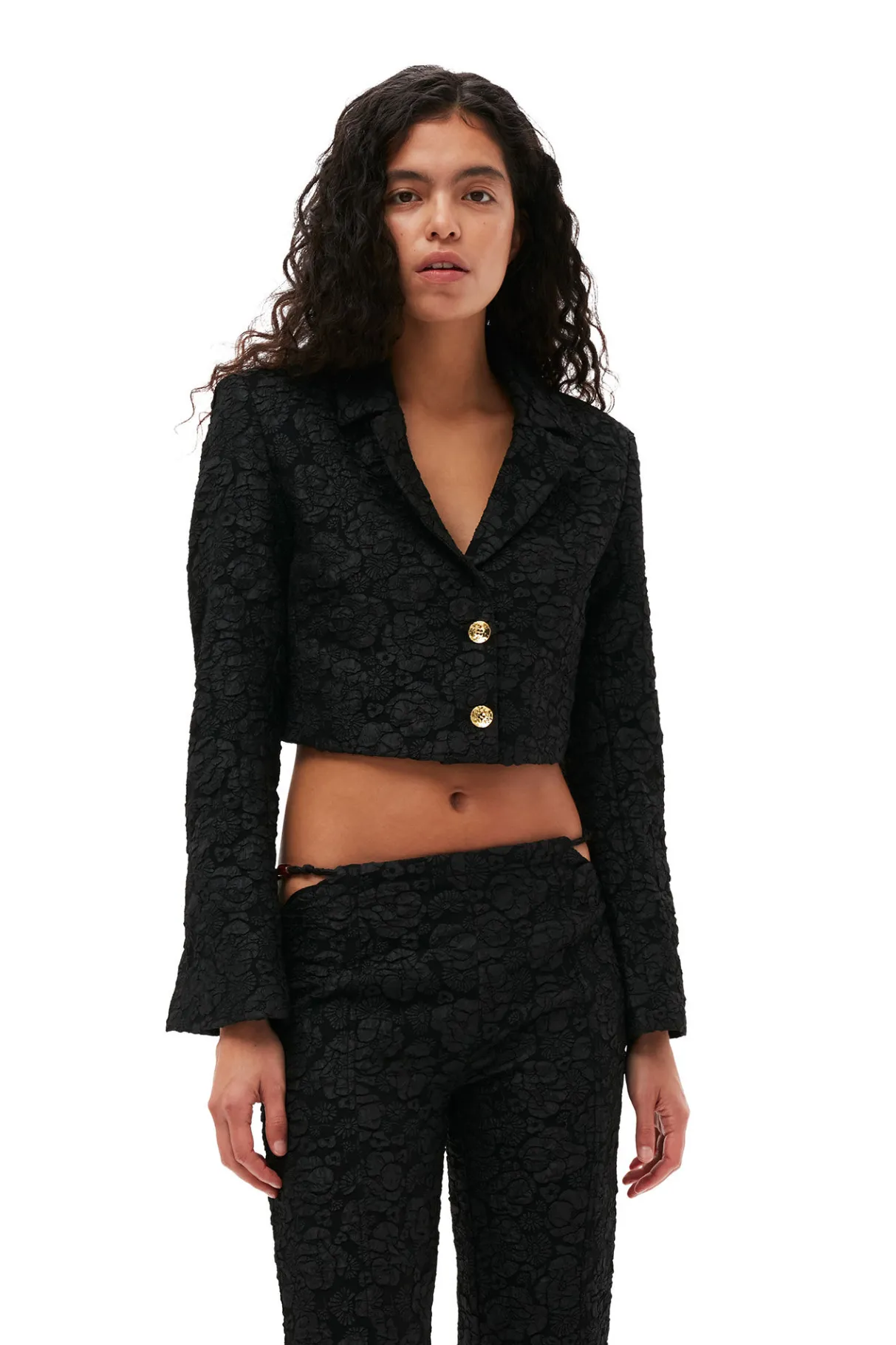 Flash Sale GANNI Stretch Jacquard Flared Pants Black