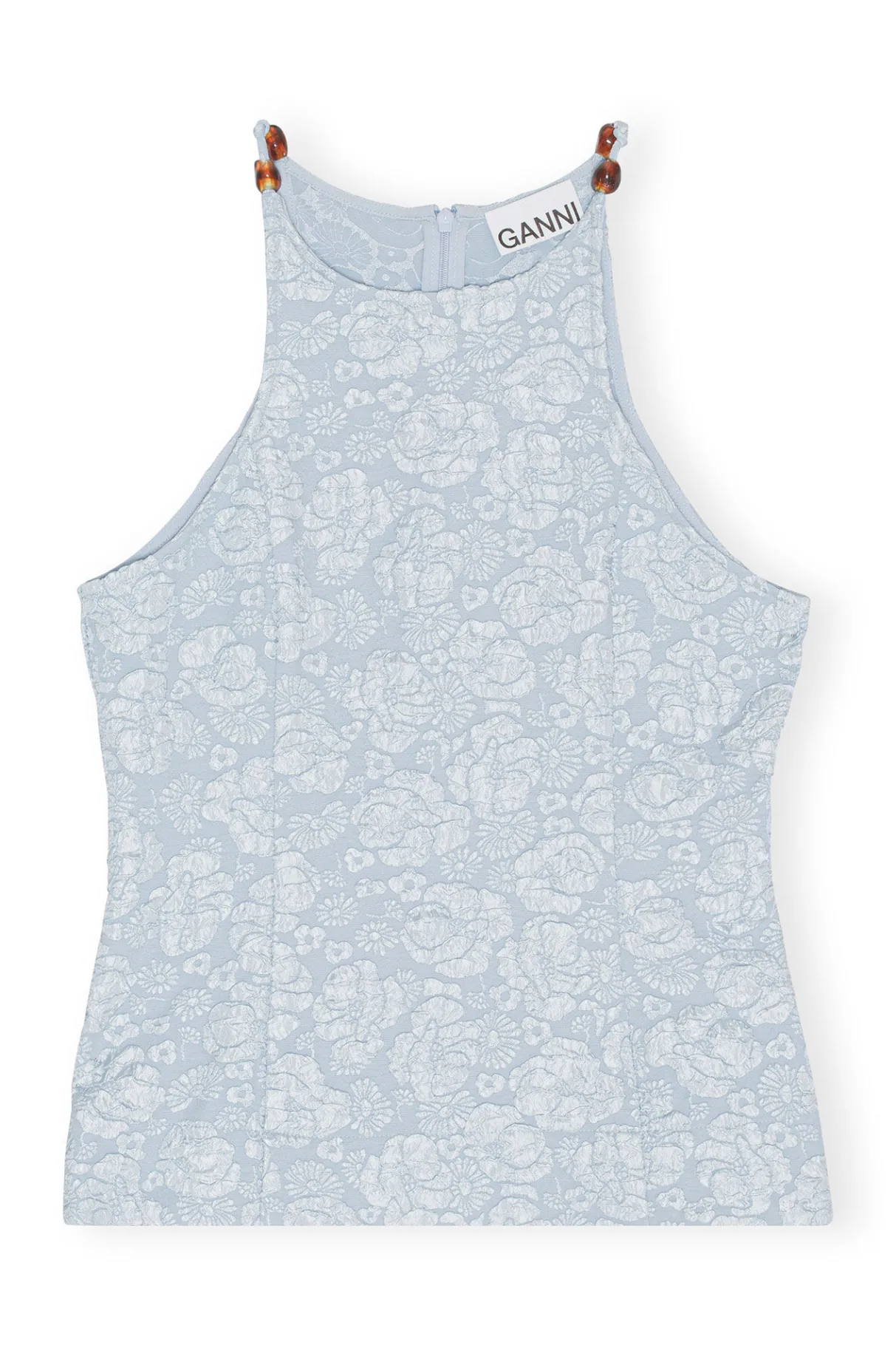 Clearance GANNI Stretch Jacquard Top Sky Blue