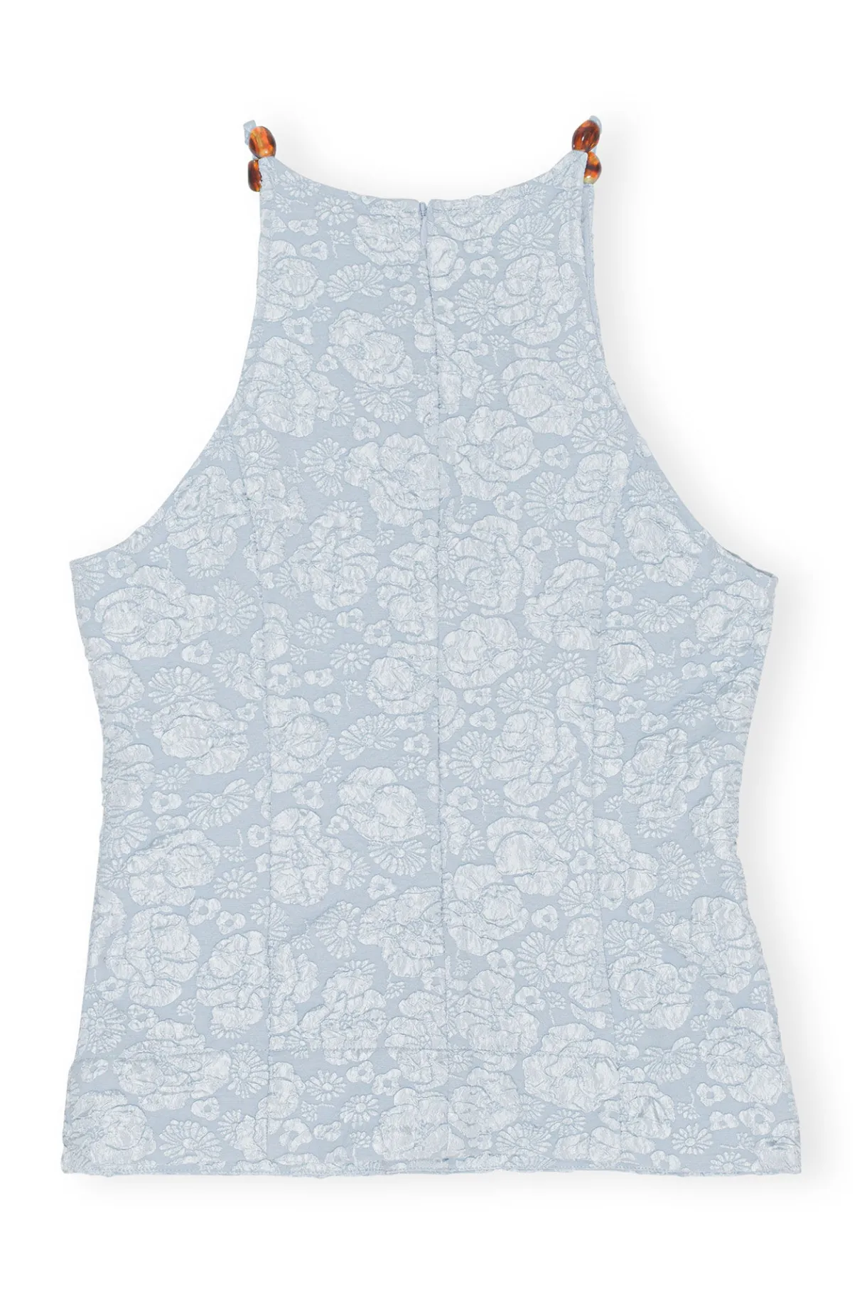 Clearance GANNI Stretch Jacquard Top Sky Blue