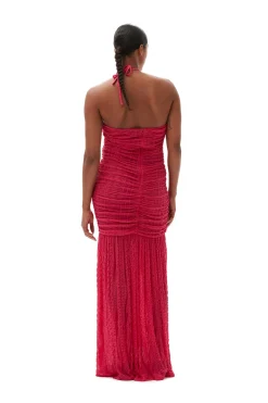 New GANNI Stretch Lace Halter Neck Dress Love Potion