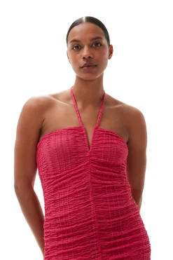 New GANNI Stretch Lace Halter Neck Dress Love Potion