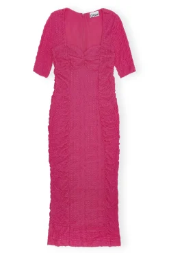 Best GANNI Stretch Lace Ruched Midi Dress Love Potion