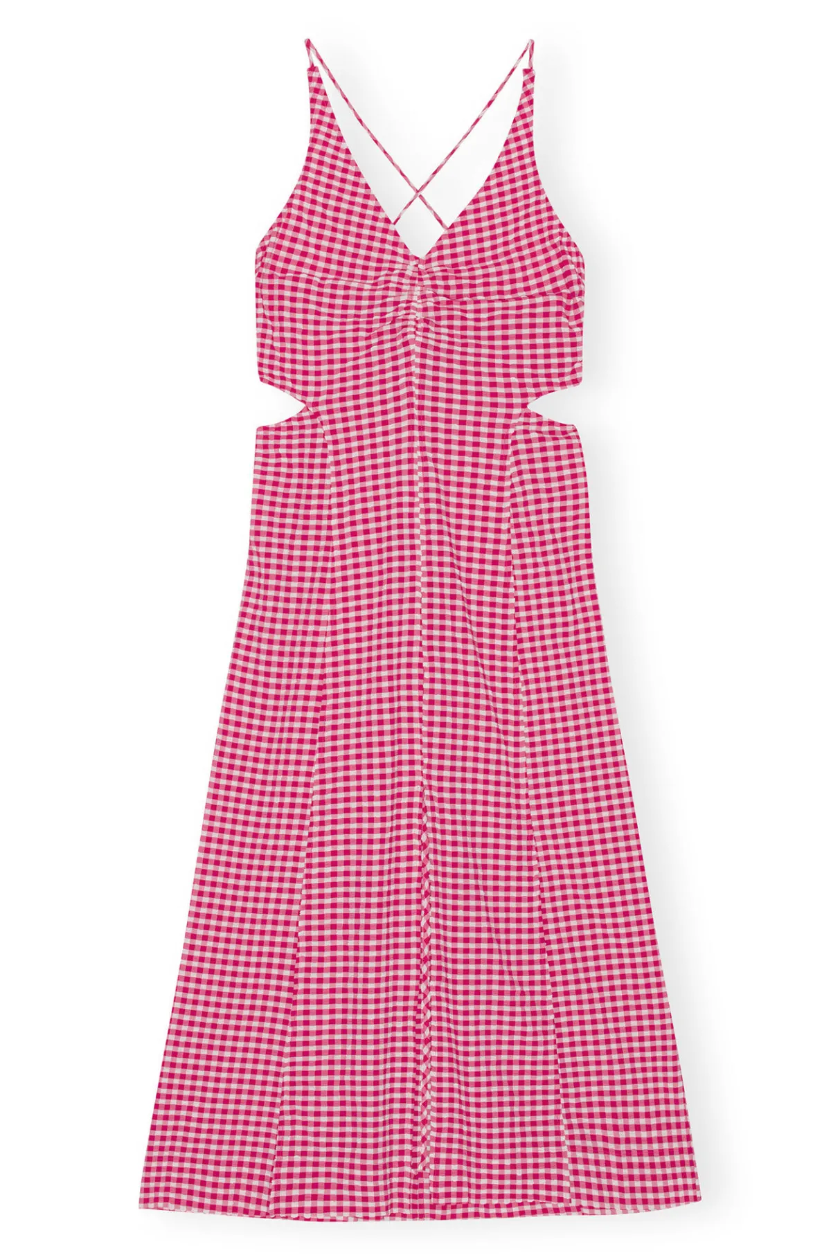 Online GANNI Stretch Seersucker Maxi Dress Love Potion