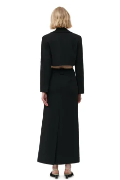 Cheap GANNI Stretch Suiting Cropped Blazer Black