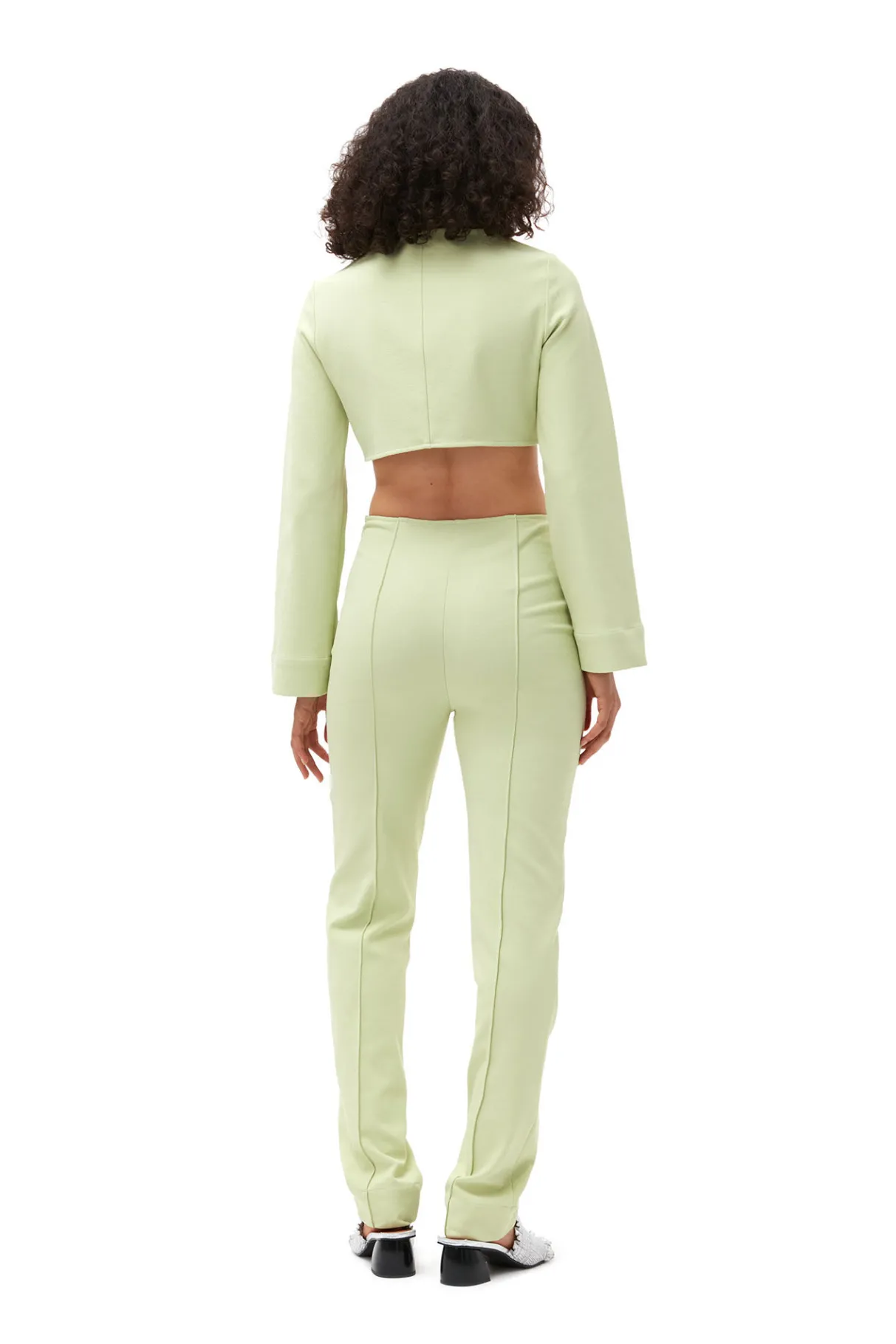 Best GANNI Stretch Suiting Cropped Blouse Lily Green