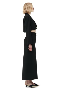 Cheap GANNI Stretch Suiting Cropped Blazer Black