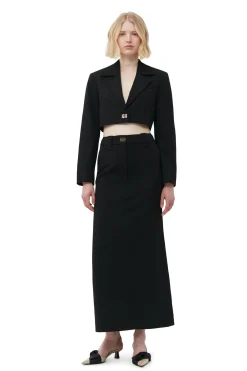 Best Sale GANNI Stretch Suiting Maxi Skirt Black