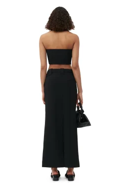 Best Sale GANNI Stretch Suiting Maxi Skirt Black