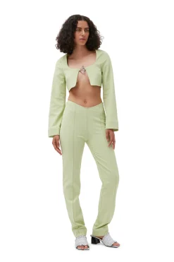 Cheap GANNI Stretch Suiting Tight Pants Lily Green