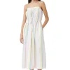 Shop GANNI Stripe Cotton Maxi Strap Dress Multicolour
