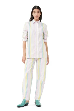 Fashion GANNI Stripe Cotton Shirt Multicolour