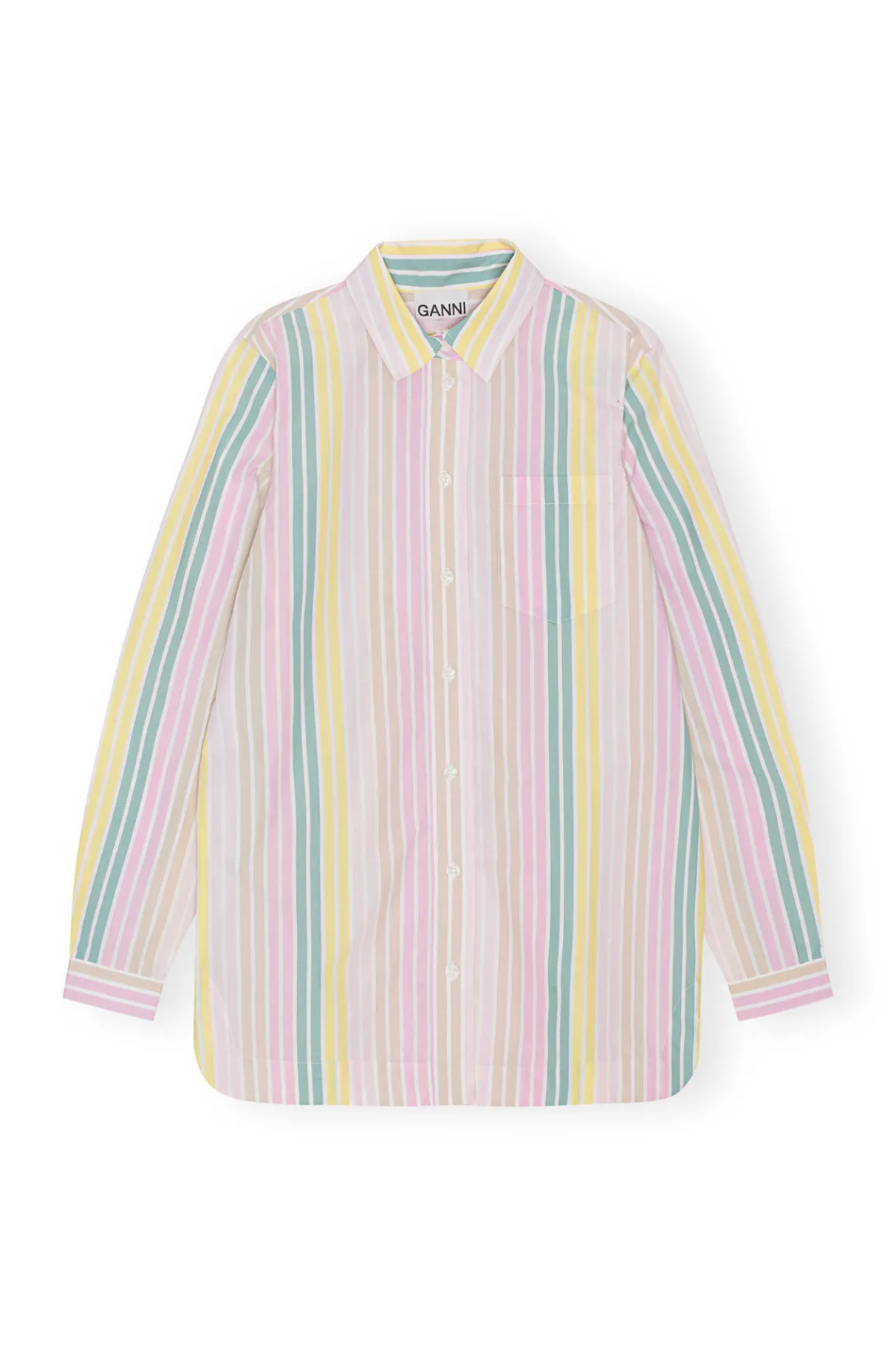Fashion GANNI Stripe Cotton Shirt Multicolour
